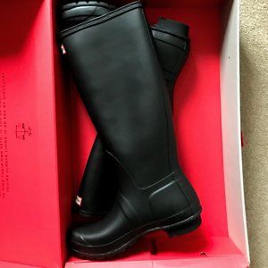 Women's HUNTER BOOTS Black Matte Size 10